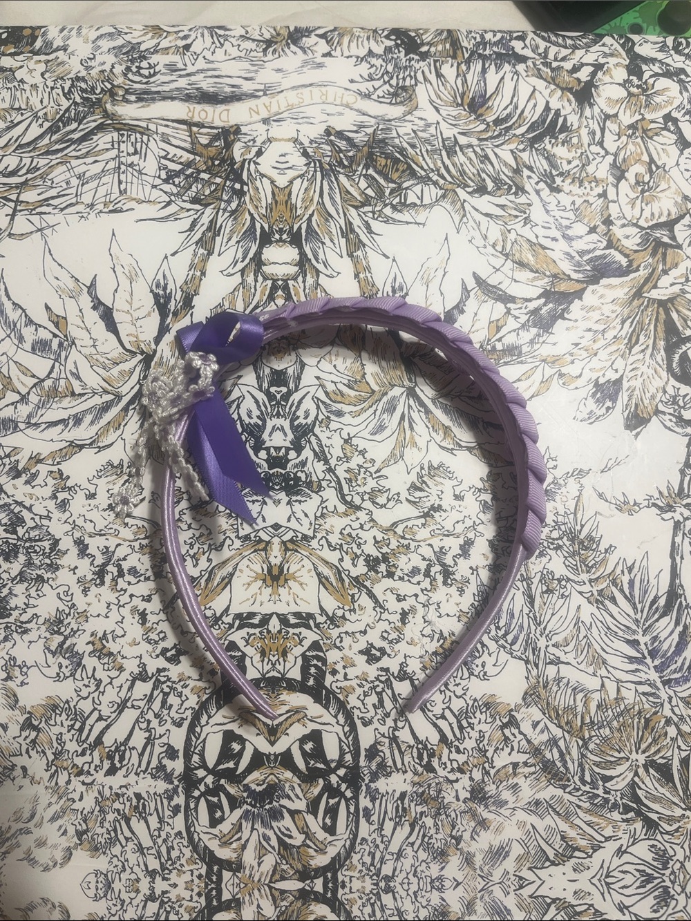 Handmade Lavender Braided Ribbon Headband with Bow